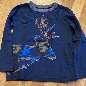 Mini Boden Navy Camouflage Deer Long Sleeve Tee
